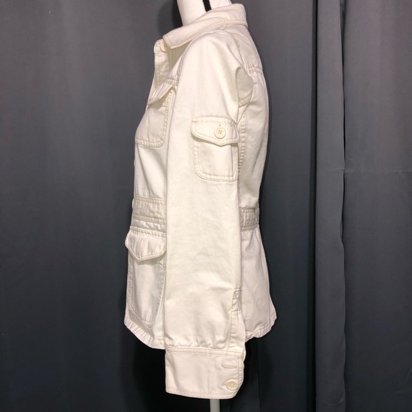 J. Crew cream Jean Jacket w/Tan Stitching.   C50 - Picture 3 of 8